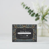 Gothic Raven Floral Wedding RSVP Informatiekaartje (Staand voorkant)