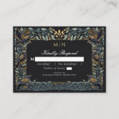 Gothic Raven Floral Wedding RSVP Informatiekaartje (Voorkant)