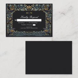 Gothic Raven Floral Wedding RSVP Informatiekaartje