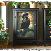 Gothic Raven, Franse Beret & Boog DC3R Découpage Tissuepapier