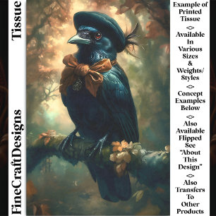 Gothic Raven, Franse Beret & Bow DC3L Decoupage Tissuepapier