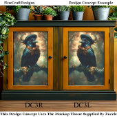 Gothic Raven, Franse Beret & Bow DC3L Decoupage Tissuepapier