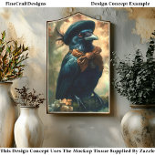 Gothic Raven, Franse Beret & Bow DC3R Decoupage Tissuepapier
