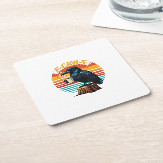 Gothic Raven Funny Halloween F Caw F Coffee Kartonnen Onderzetters (Schuin)