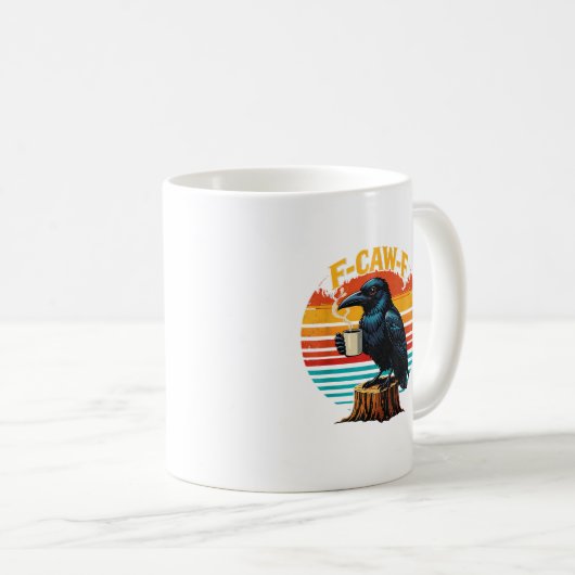 Gothic Raven Funny Halloween F Caw F Coffee Koffiemok (Voorkant rechts)