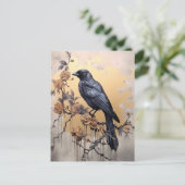  Gothic Raven Gold Rozen Waterverf Briefkaart (Staand voorkant)