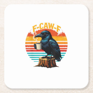 Gothic Raven Grappige Halloween F Caw F Koffie Kartonnen Onderzetters