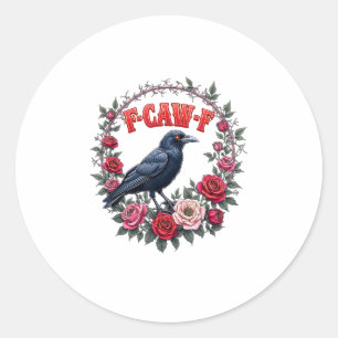 Gothic Raven Grappige Halloween F-Caw-F Kraai Vint Ronde Sticker