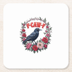 Gothic Raven Grappige Halloween F Caw F Vintage Kartonnen Onderzetters