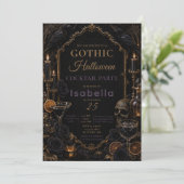 Gothic Raven Halloween-feest Kaart (Staand voorkant)