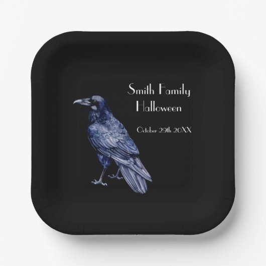 Gothic Raven Iets mishandelde halloween party Papieren Bordje (Voorkant)