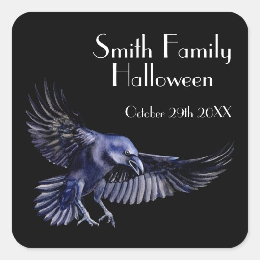 Gothic Raven Iets mishandelde halloween party Vierkante Sticker (Voorkant)