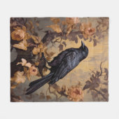  Gothic Raven in een Roos Struik Goud Fleece Deken (Voorkant (Horizontaal))