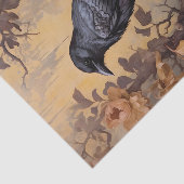  Gothic Raven in een Roos Struik Goud Tissuepapier (Detail)