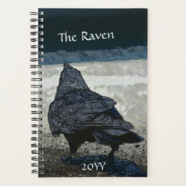 Gothic Raven in Shades of Grey and Black Planner