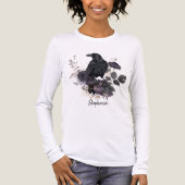 Gothic Raven & Midnight Blooms Long Sleeve Tri-Blend Shirt (Voorkant volledig)