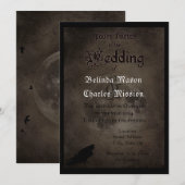 Gothic Raven & Moon Huwelijksuitnodiging Kaart (Voorkant / Achterkant)