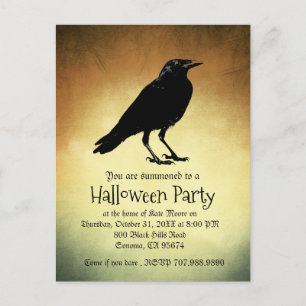 Gothic Raven Nooit meer Halloweenfeest Uitnodiging Briefkaart