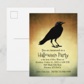 Gothic Raven Nooit meer Halloweenfeest Uitnodiging Briefkaart (Voorkant / Achterkant)