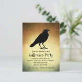 Gothic Raven Nooit meer Halloweenfeest Uitnodiging Briefkaart (Staand voorkant)