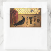 Gothic Raven on middeleeuwse boeken ex libris Sjab Rechthoekige Sticker (Tas)