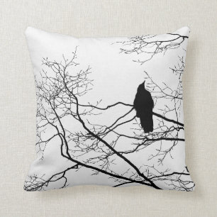 Gothic Raven op een boomtak Pillow Cushion Art Kussen