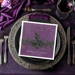 Gothic Raven Paars Donker Voor Altijd Trouwen Servet