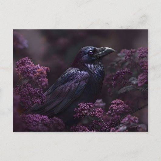 Gothic Raven Paarse Foliage Briefkaart (Voorkant)