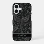 Gothic Raven Pattern iPhone Case 16 Hoesje (Achterkant)