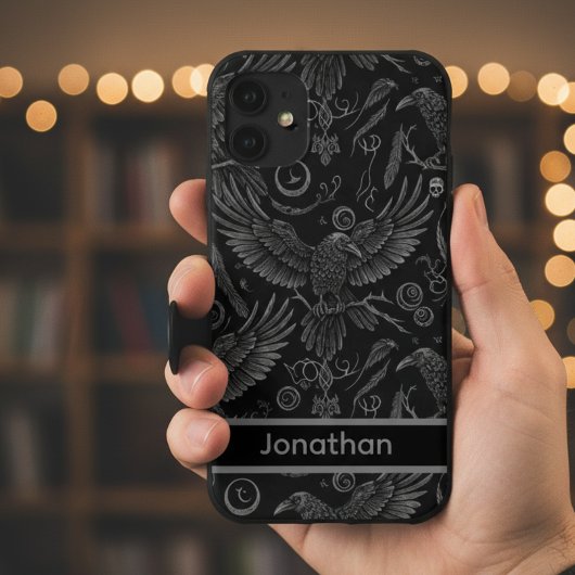 Gothic Raven Pattern iPhone Case 16 Hoesje