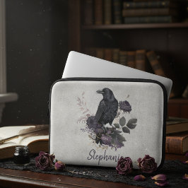 Gothic Raven Personalized Dark Flora Laptop Sleeve