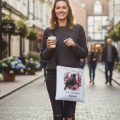 Gothic Raven Pink Floral Dark Academia Crossbody Tas