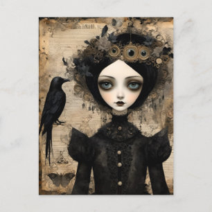 Gothic Raven Princess Collage Briefkaart