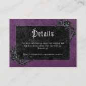 Gothic Raven Purple Darkly Ever After Wedding Informatiekaartje (Voorkant)