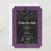 Gothic Raven Purple Darkly Ever After Wedding Kaart (Voorkant)