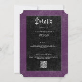 Gothic Raven Purple Darkly Ever After Wedding Kaart (Achterkant)