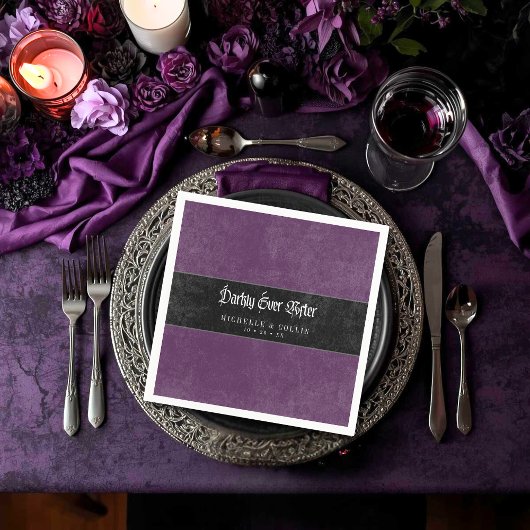 Gothic Raven Purple Darkly Ever After Wedding Servet