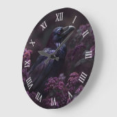 Gothic Raven Purple Flowers Grote Klok (Hoek)