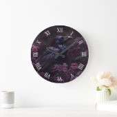 Gothic Raven Purple Flowers Grote Klok (Huis)