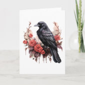Gothic Raven Red Rose Dark Academia Notitiekaartje (Voorkant)