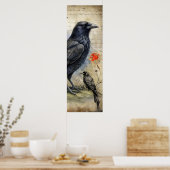 Gothic Raven Rood & Roos Poster (Keuken)