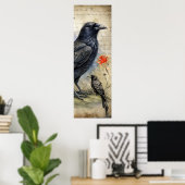 Gothic Raven Rood & Roos Poster (Thuiskantoor)