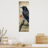 Gothic Raven Rood & Roos Poster (Keuken)