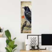 Gothic Raven Rood & Roos Poster (Thuiskantoor)