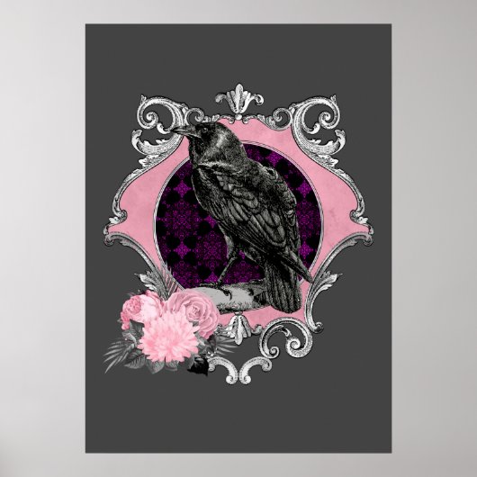 Gothic Raven Roos Lijst Poster (Voorkant)
