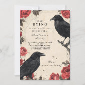 Gothic Raven Rose Halloween-feest Kaart (Voorkant)