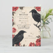 Gothic Raven Rose Halloween-feest Kaart (Staand voorkant)