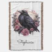 Gothic Raven Rose Throw Blanket Deken (Voorkant Verticaal)