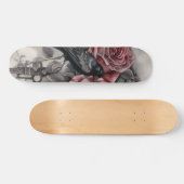 Gothic Raven & Roses Skateboard (Horizontaal)