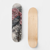 Gothic Raven & Roses Skateboard (Voorkant)